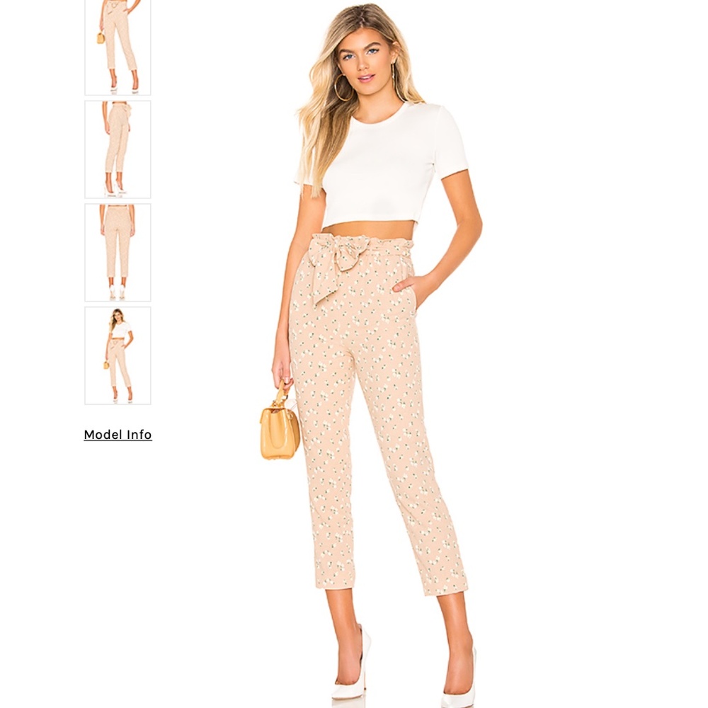 NWT MAJORELLE X REVOLVE Crop Pant in Tan Ditsy